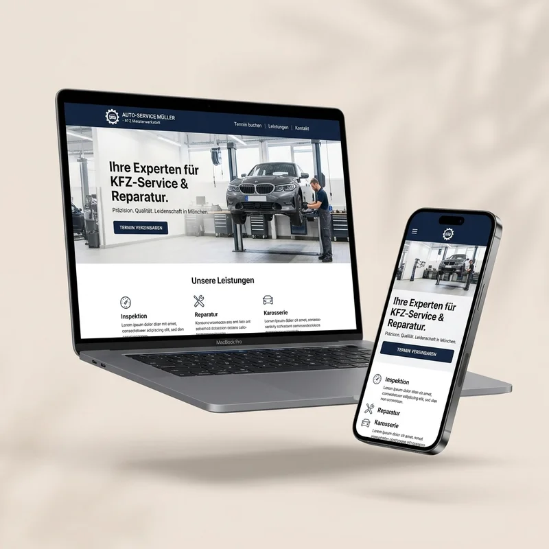 Website-Mockup: Desktop und Mobile Ansicht